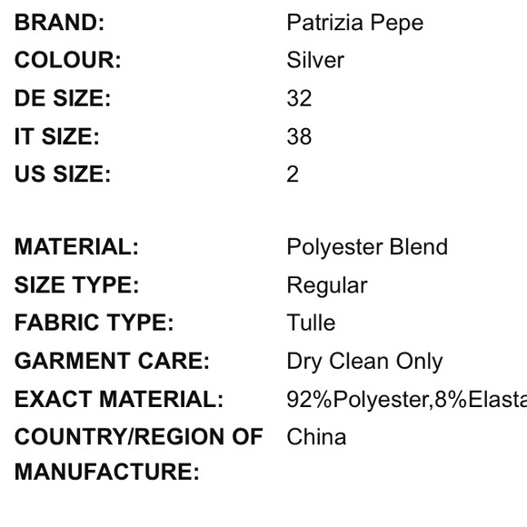 PATRIZIA PEPE silver sequin part dress Sizs XS-S NWT - Picture 9 of 9